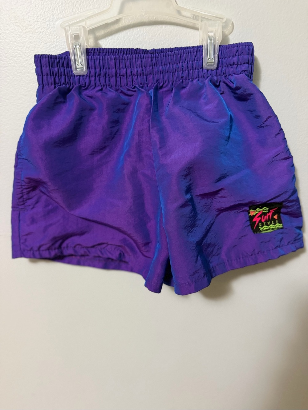 Vintage Surf Style Youth 2-4 Purple Neon Swim Trunks Shorts Made USA 90s